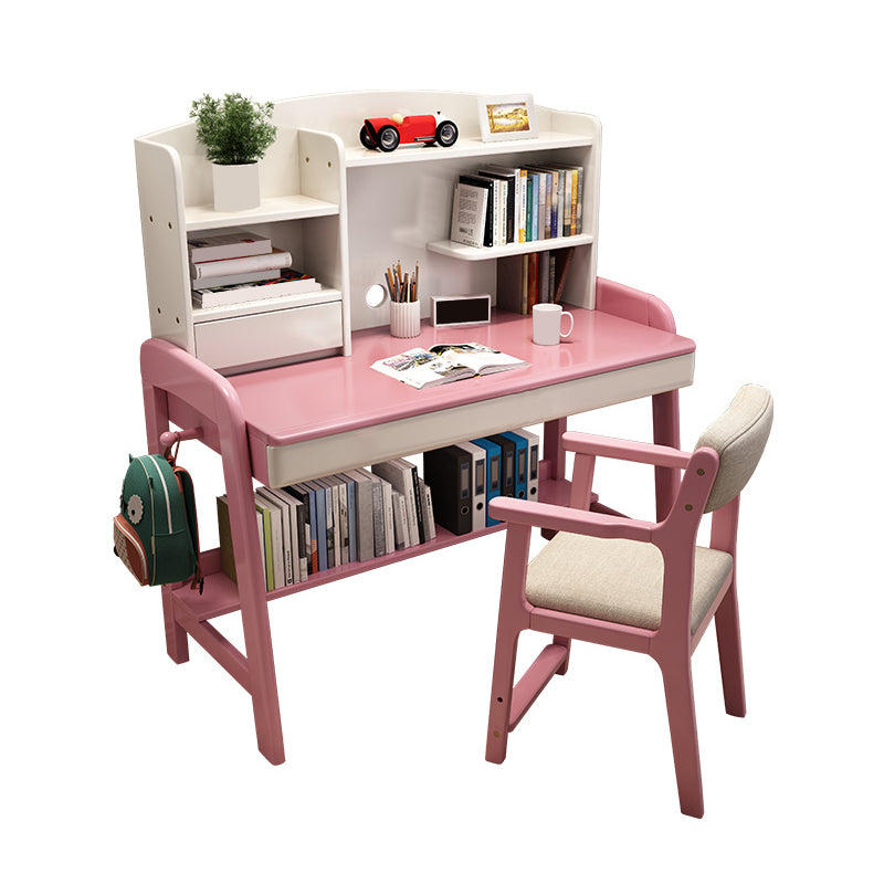 Writing Desk Adjustable Kids Desk with 2 Drawers and Shelves Kids Desk