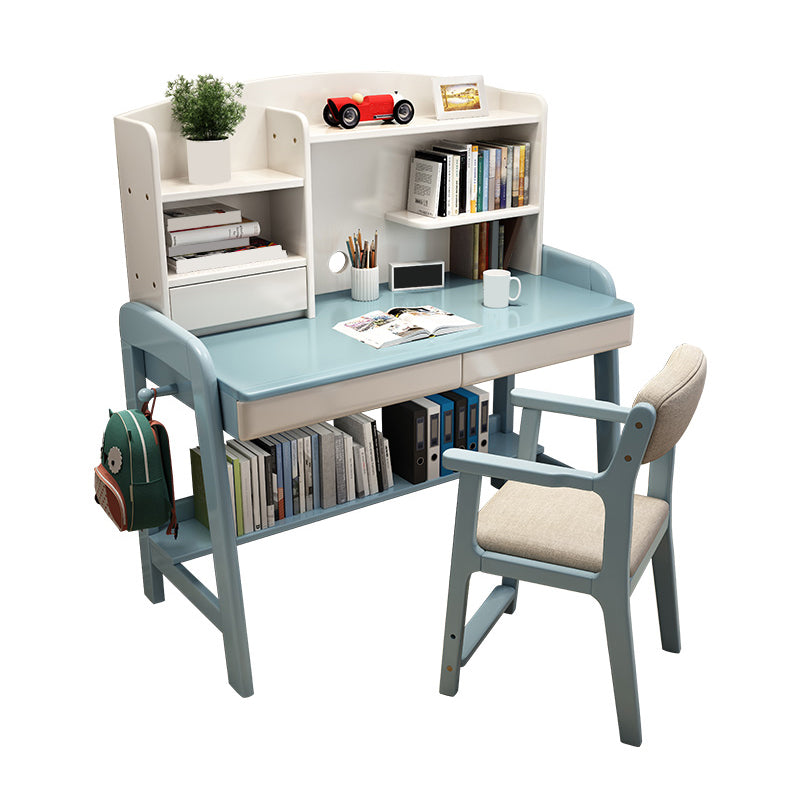 Writing Desk Adjustable Kids Desk with 2 Drawers and Shelves Kids Desk