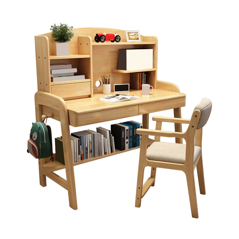 Writing Desk Adjustable Kids Desk with 2 Drawers and Shelves Kids Desk