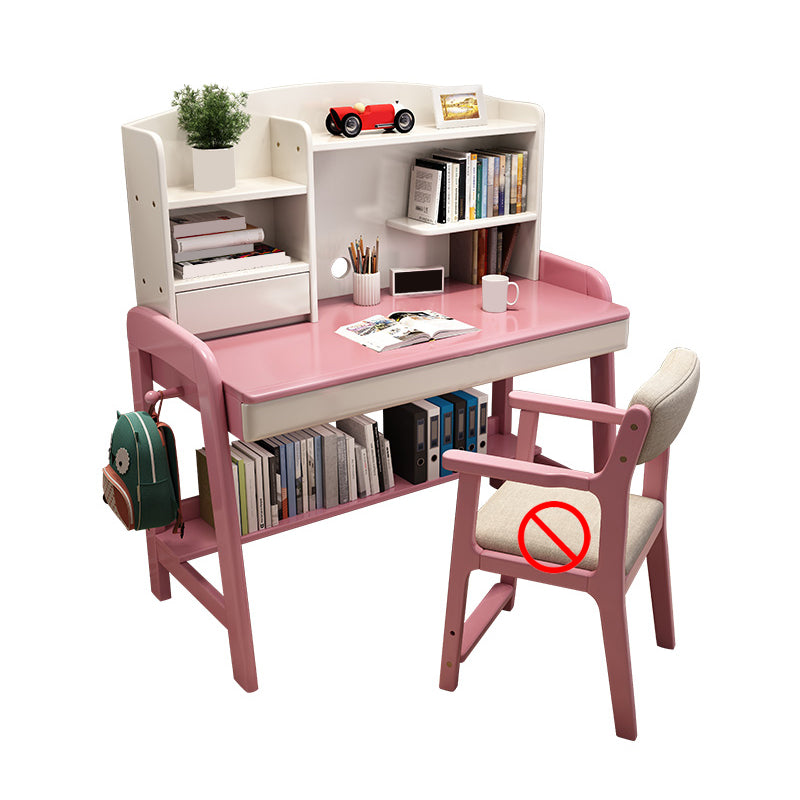 Writing Desk Adjustable Kids Desk with 2 Drawers and Shelves Kids Desk