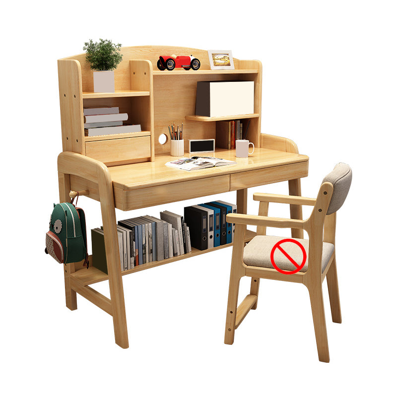 Writing Desk Adjustable Kids Desk with 2 Drawers and Shelves Kids Desk