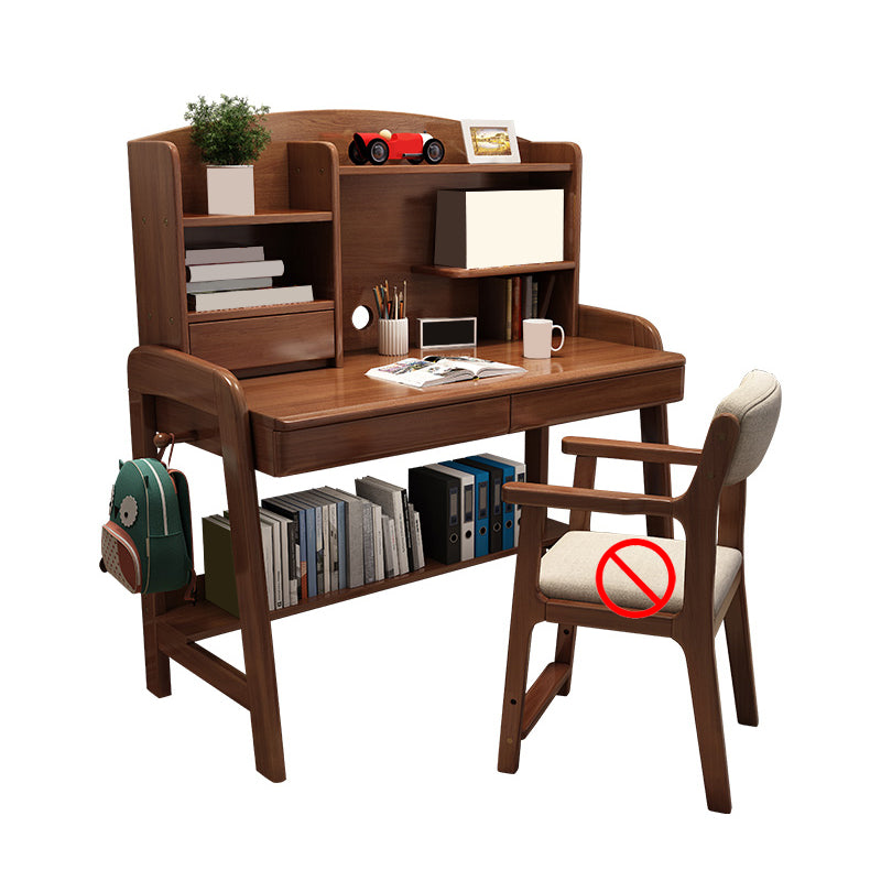 Writing Desk Adjustable Kids Desk with 2 Drawers and Shelves Kids Desk