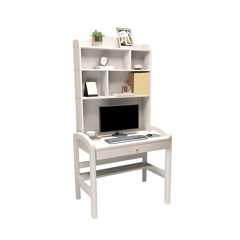 Contemporary Writing Desk with Hutch and Storage Drawers in Solid Wood