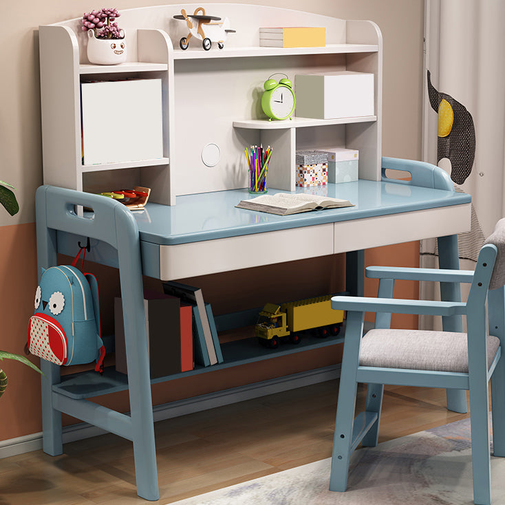 Solid Wood Kids Desk Writing Desk and Chair Set with Drawers Child Desk