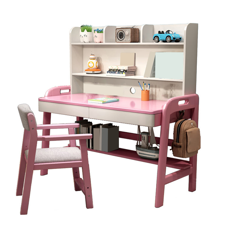 Contemporary Student Table with Side Storage Hook and Storage Drawes