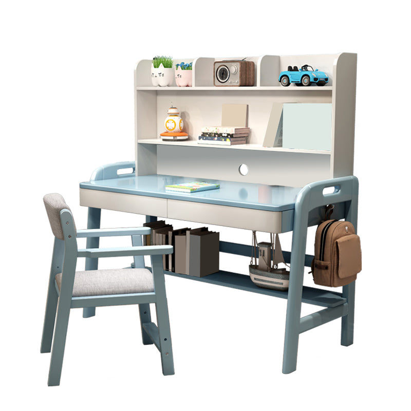 Contemporary Student Table with Side Storage Hook and Storage Drawes