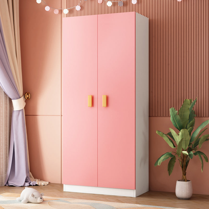 Pink Modern Kid's Wardrobe High Gloss 5-Drawer Coat Locker with Garment Rod