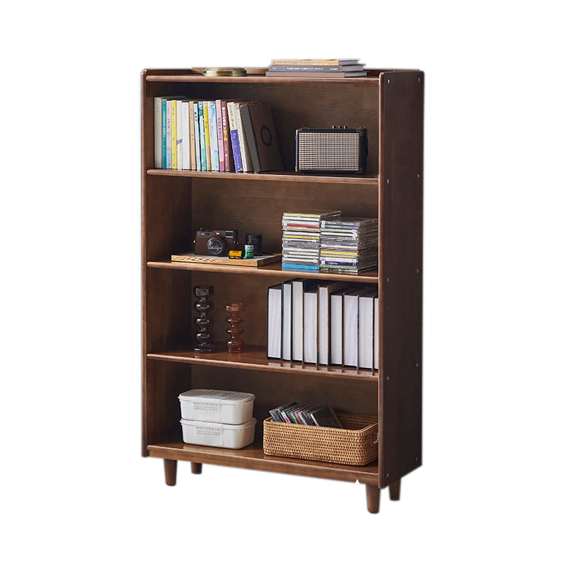 Industrial Closed Back Book Shelf Freestanding Standard Kids Bookshelf in Walnut