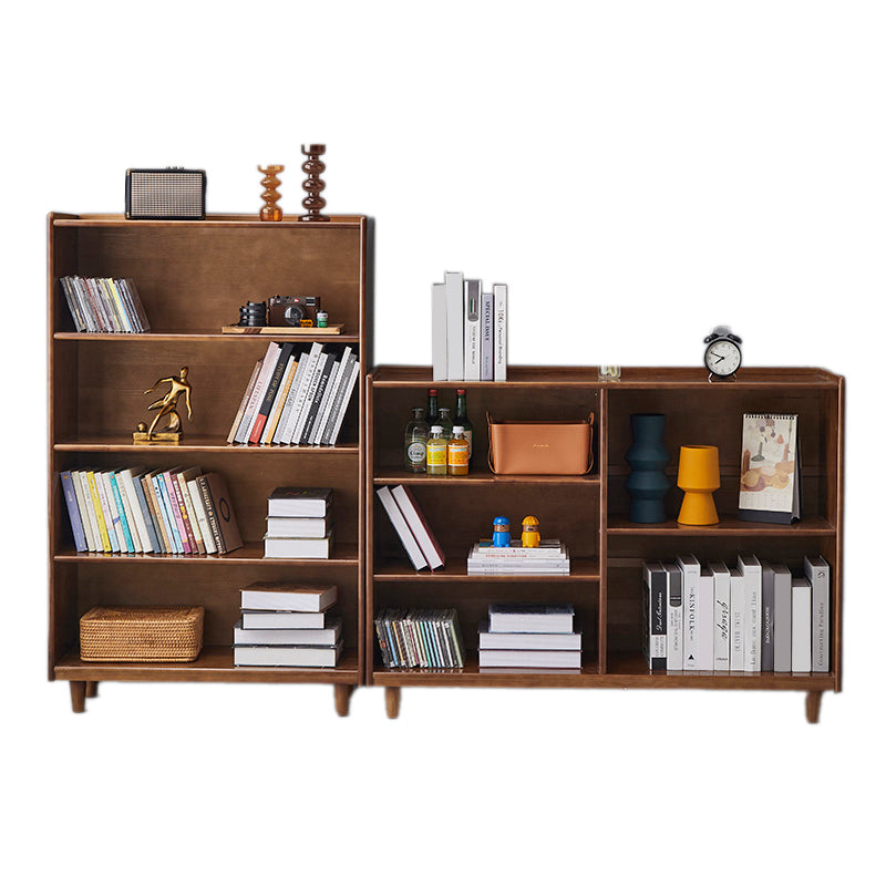 Industrial Closed Back Book Shelf Freestanding Standard Kids Bookshelf in Walnut