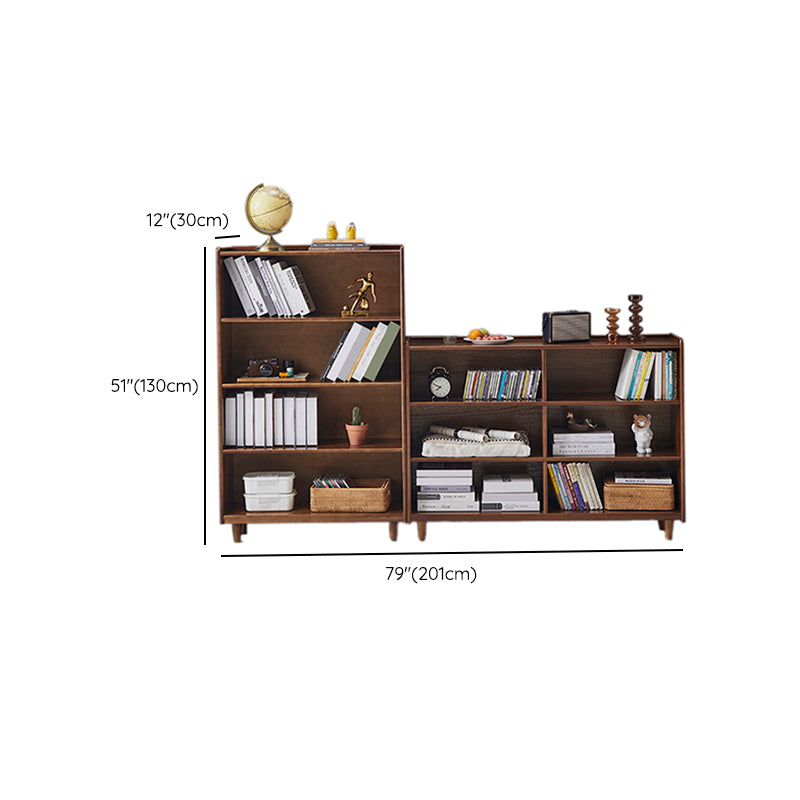 Industrial Closed Back Book Shelf Freestanding Standard Kids Bookshelf in Walnut