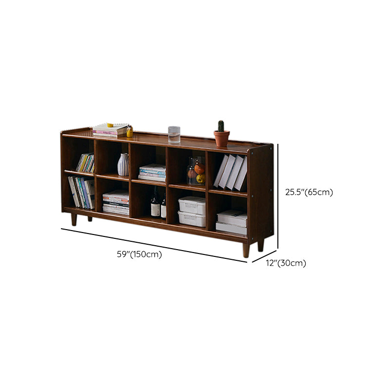 Industrial Closed Back Book Shelf Freestanding Standard Kids Bookshelf in Walnut