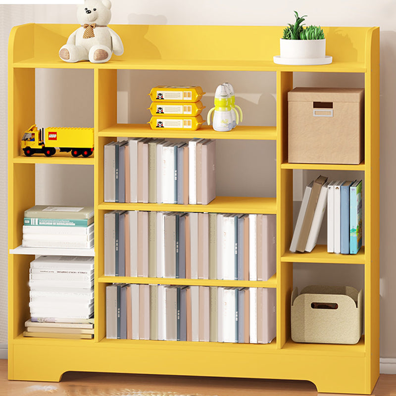 Modern Wood Book Shelf Freestanding Standard Kids Bookshelf in Blue/White/Yellow