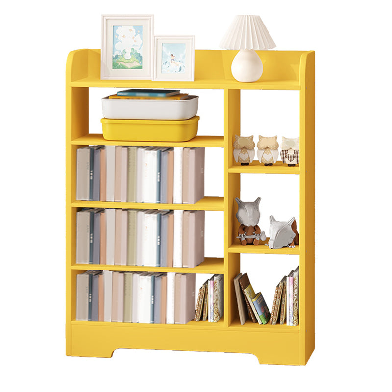 Modern Wood Book Shelf Freestanding Standard Kids Bookshelf in Blue/White/Yellow