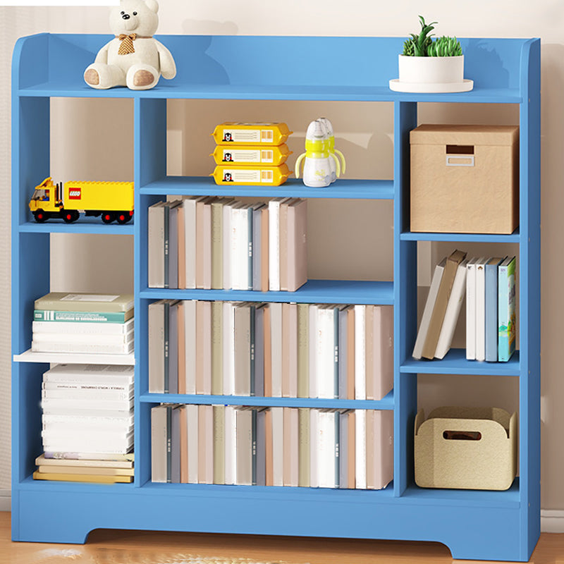 Modern Wood Book Shelf Freestanding Standard Kids Bookshelf in Blue/White/Yellow