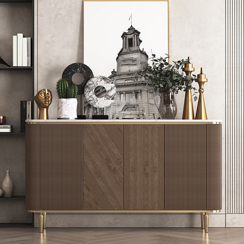 Glam Sideboard Cabinet Marble Sideboard Table with Doors for Dining Room