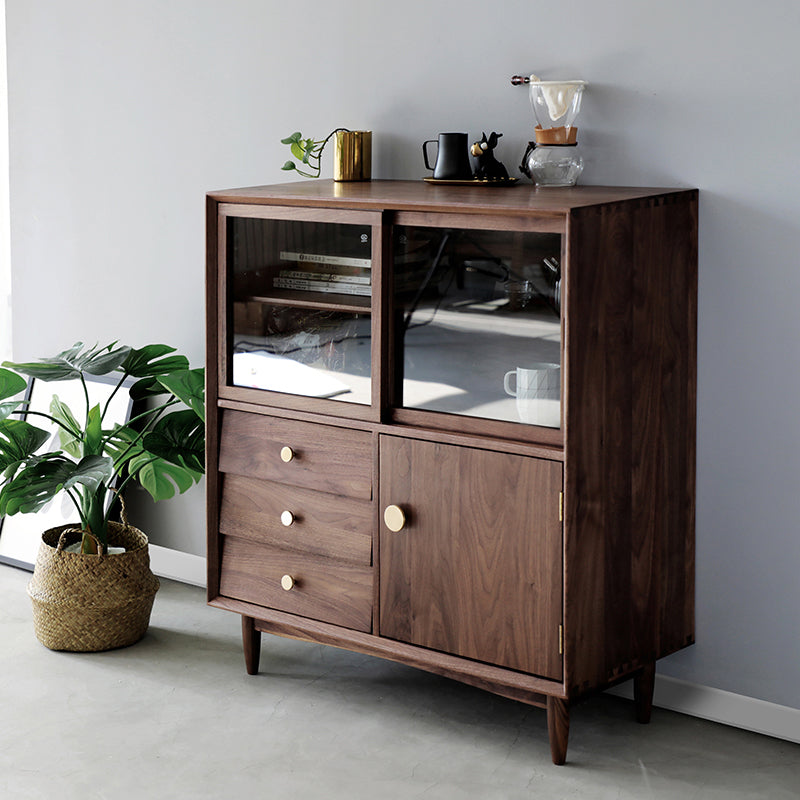 Contemporary Sideboard Cabinet Solid Wood Sideboard Table with Drawers for Dining Room