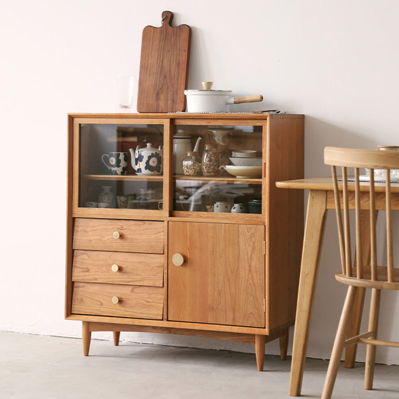 Contemporary Sideboard Cabinet Solid Wood Sideboard Table with Drawers for Dining Room