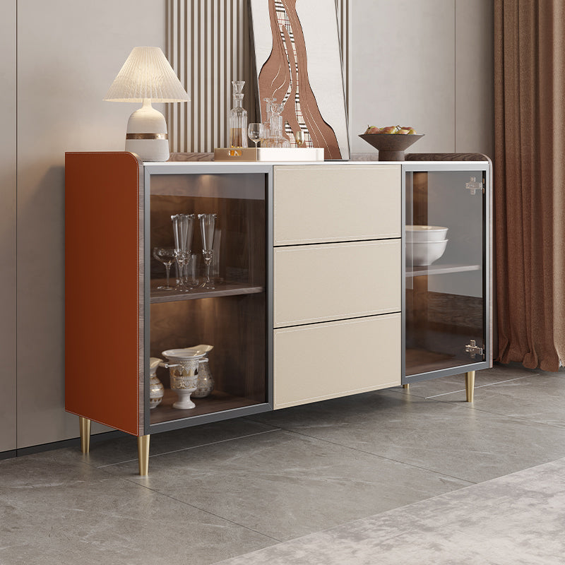 Glam Stone Sideboard Cabinet Sideboard 3 Drawers Server with Storage