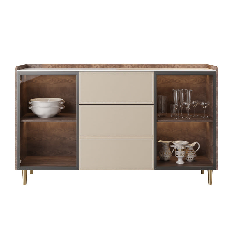 Glam Stone Sideboard Cabinet Sideboard 3 Drawers Server with Storage