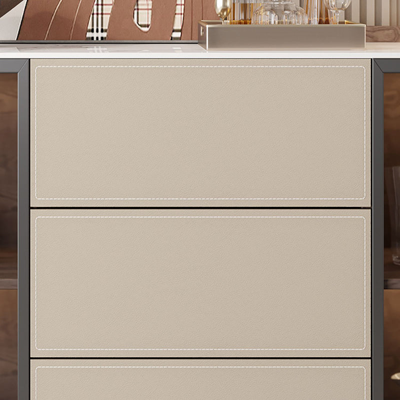 Glam Stone Sideboard Cabinet Sideboard 3 Drawers Server with Storage