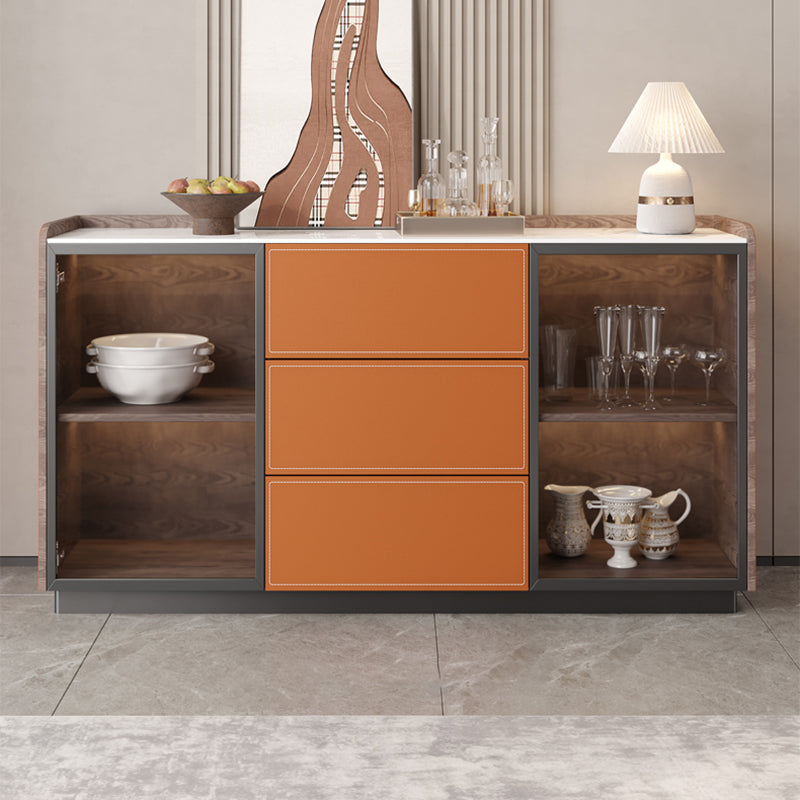 Glam Stone Sideboard Cabinet Sideboard 3 Drawers Server with Storage