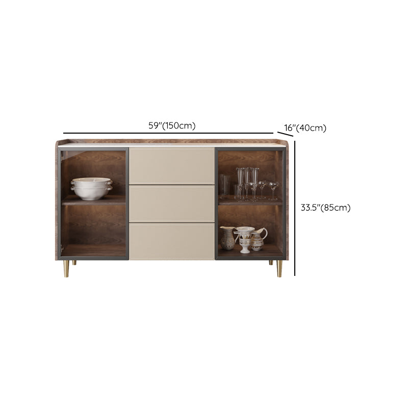 Glam Stone Sideboard Cabinet Sideboard 3 Drawers Server with Storage