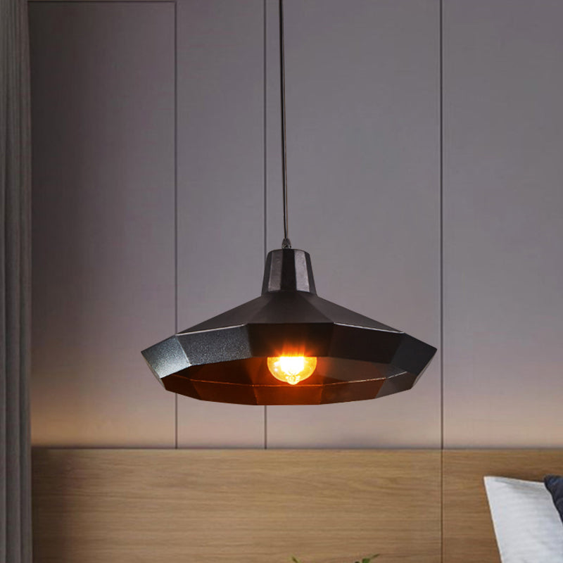 Diamond Metall Suspension Pendellanbauernhaus 1 Leichte Café -Deckenlampe in Schwarz