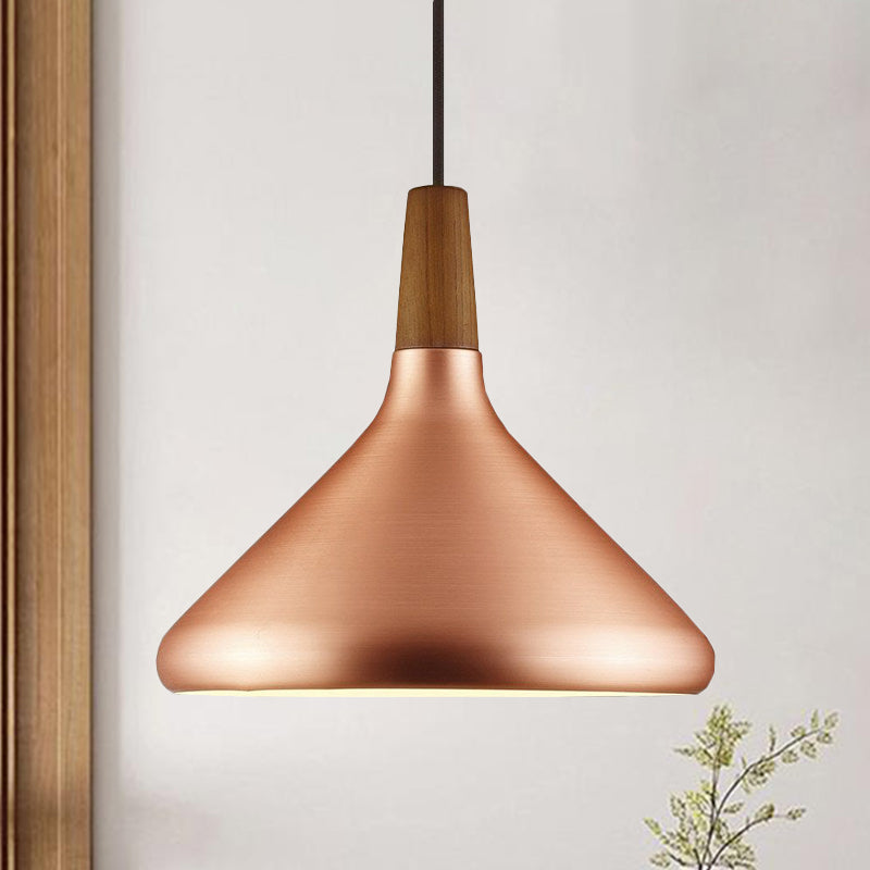 7 "/10.5"/16 "W 1 Cabeza Down Lighting Restaurante industrial colgante colgante con sombra de aluminio acampanado en oro rosa