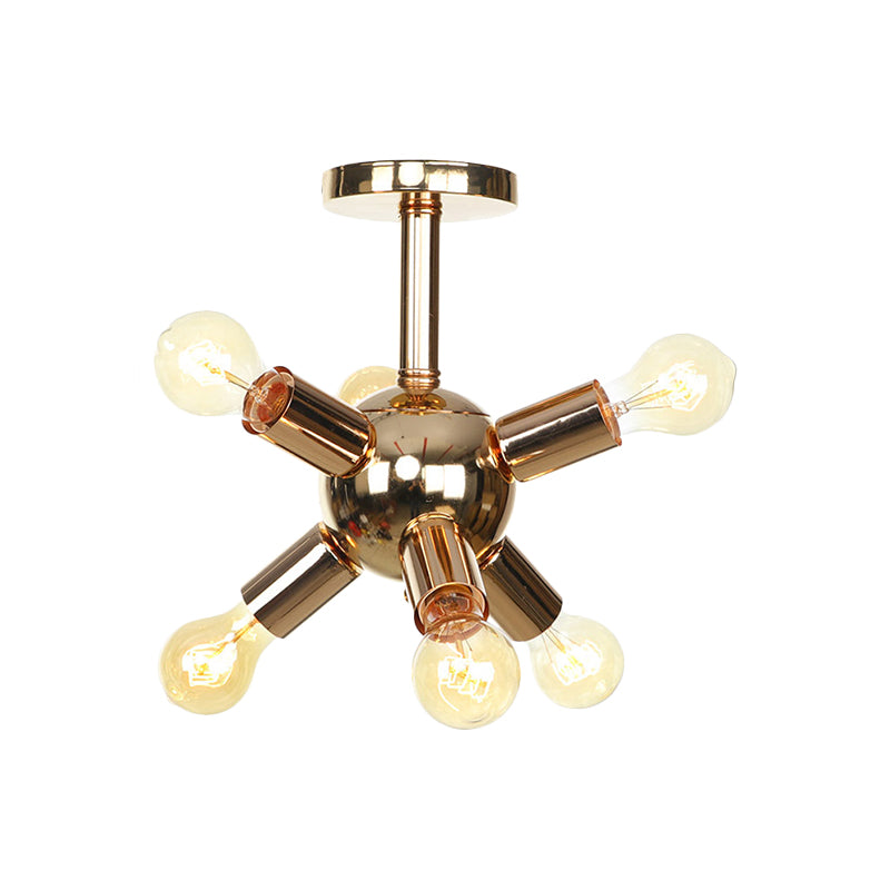 Chroom/Goud Sputnik Semi Flush Mount Vintage Ijzer 6/9/12 Lampjes Restaurant Flush Plafond Lamp Fixture