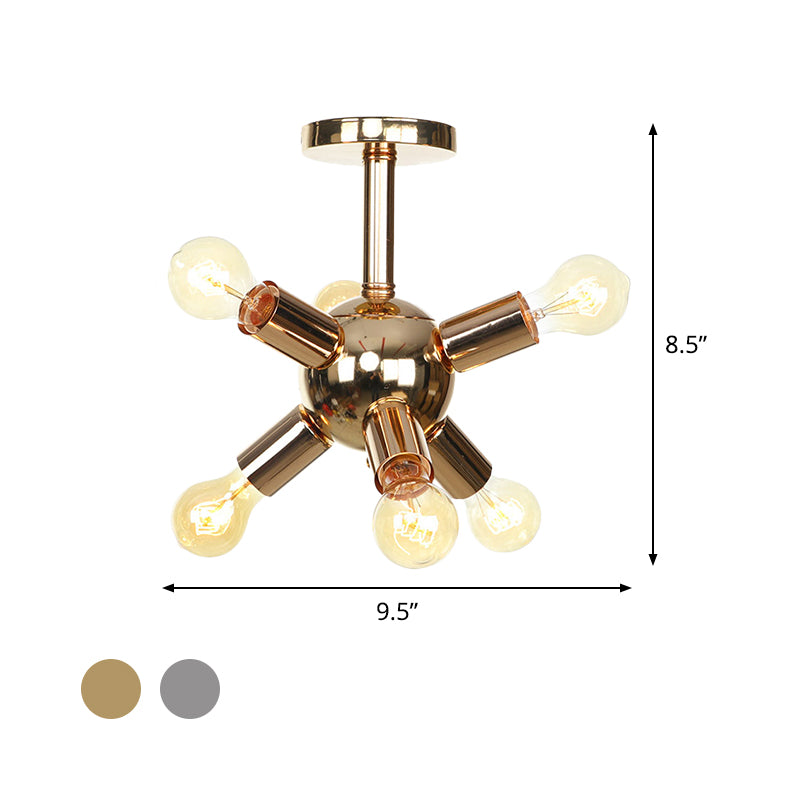 Chroom/Goud Sputnik Semi Flush Mount Vintage Ijzer 6/9/12 Lampjes Restaurant Flush Plafond Lamp Fixture