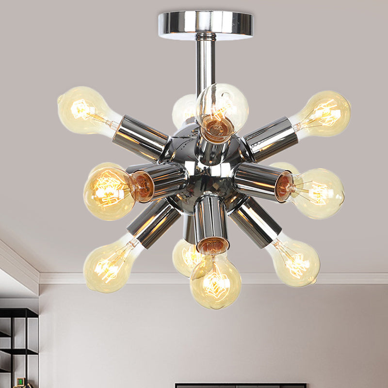 Chroom/Goud Sputnik Semi Flush Mount Vintage Ijzer 6/9/12 Lampjes Restaurant Flush Plafond Lamp Fixture