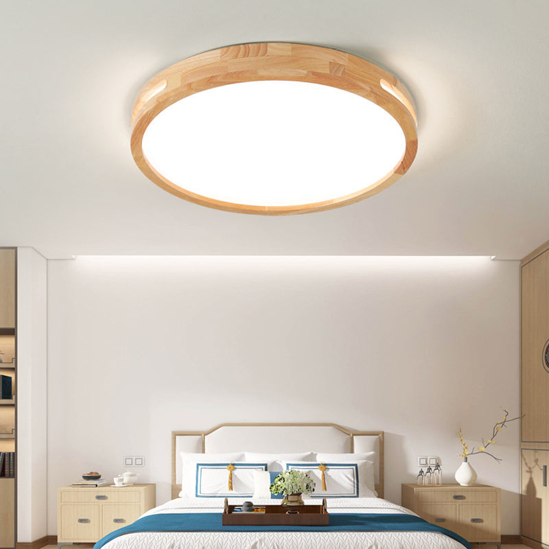 1 Light Geometric Flush Mount Contemporary Wood Ceiling Light