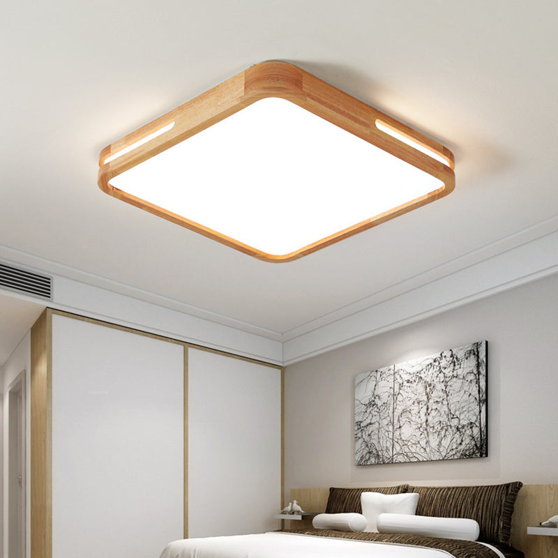 1 Light Geometric Flush Mount Contemporary Wood Ceiling Light