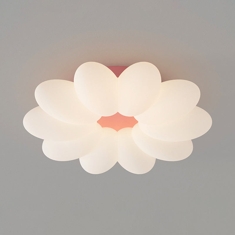 Modern LED Metal Flush Mount Flower Shape Ceiling Light with Acrylic Shade for Bedroom