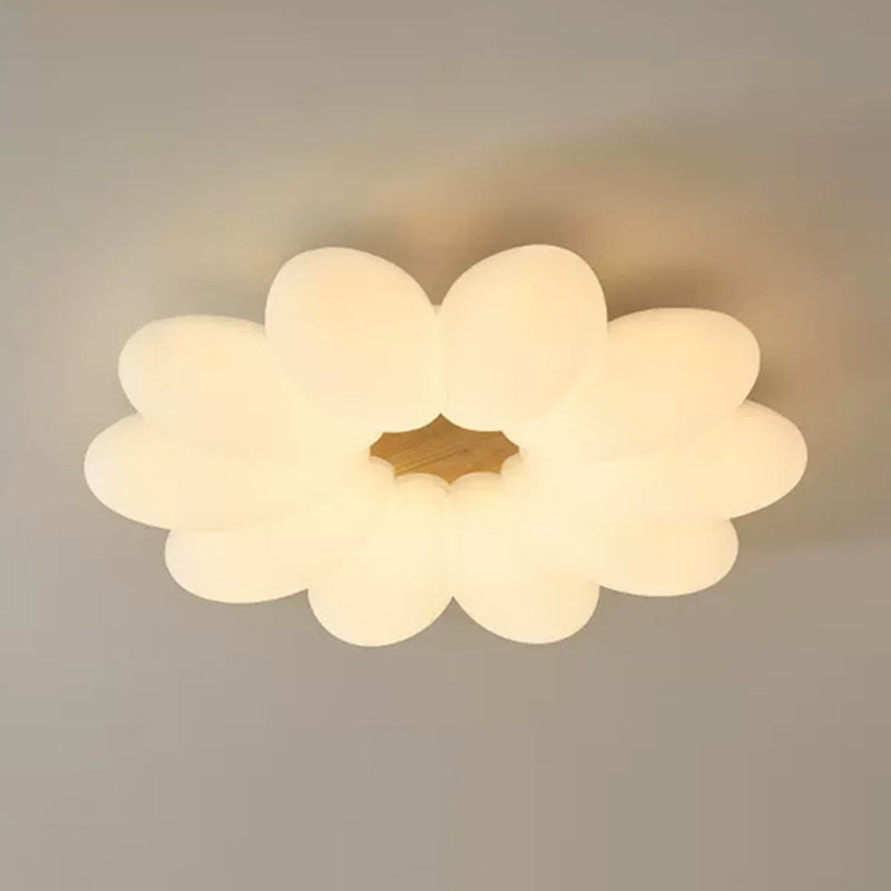 Modern LED Metal Flush Mount Flower Shape Ceiling Light with Acrylic Shade for Bedroom