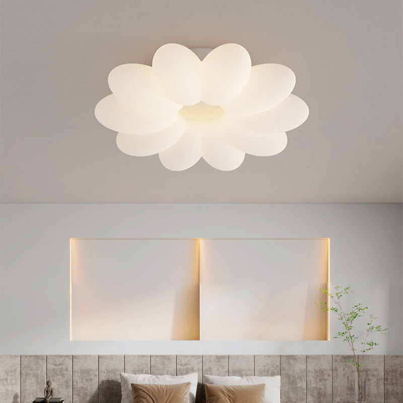 Modern LED Metal Flush Mount Flower Shape Ceiling Light with Acrylic Shade for Bedroom