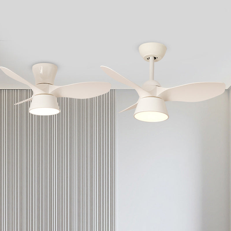 Minimalist LED Fan Light Fixture in Black / White Metal and Plastic Ceiling Fan