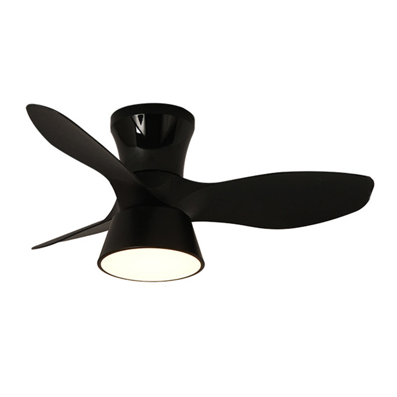 Minimalist LED Fan Light Fixture in Black / White Metal and Plastic Ceiling Fan