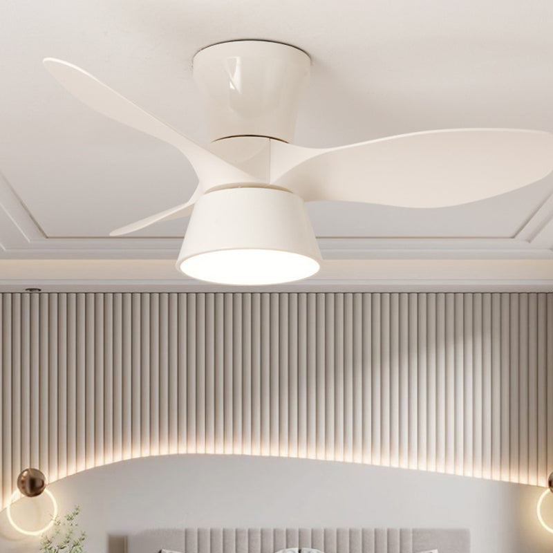 Minimalist LED Fan Light Fixture in Black / White Metal and Plastic Ceiling Fan