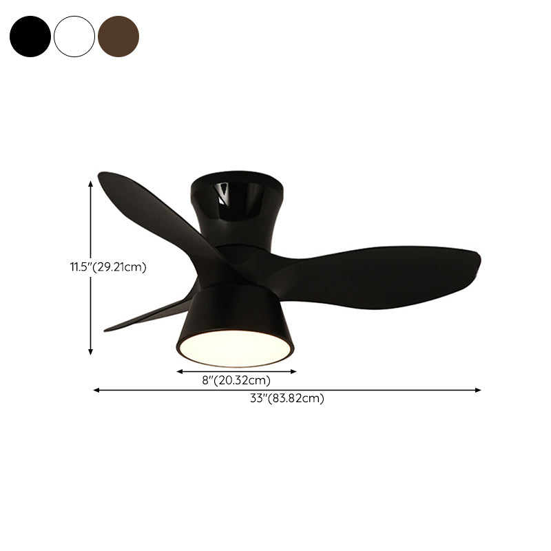 Minimalist LED Fan Light Fixture in Black / White Metal and Plastic Ceiling Fan