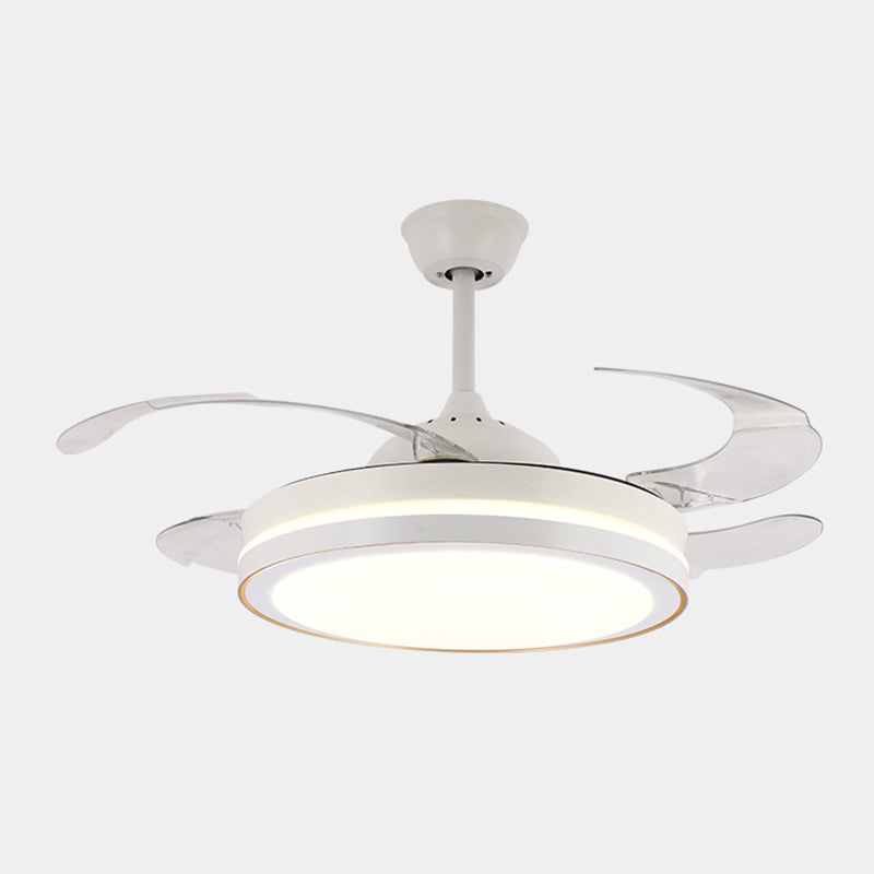 Modern Drum Ceiling Fan Light Interior LED Metal and Acrylic Fan Lighting Fixture