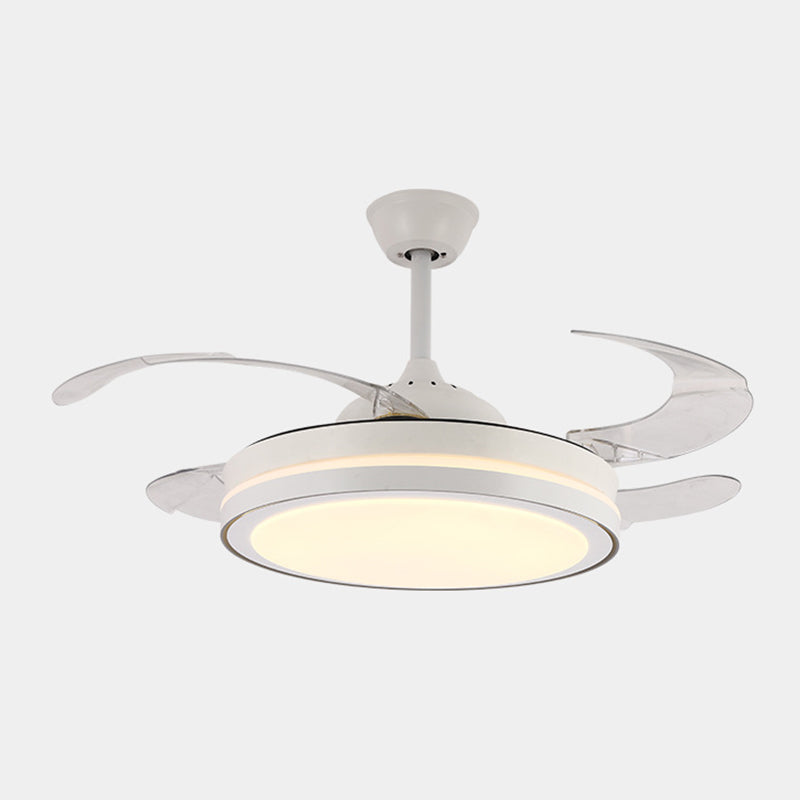 Modern Drum Ceiling Fan Light Interior LED Metal and Acrylic Fan Lighting Fixture