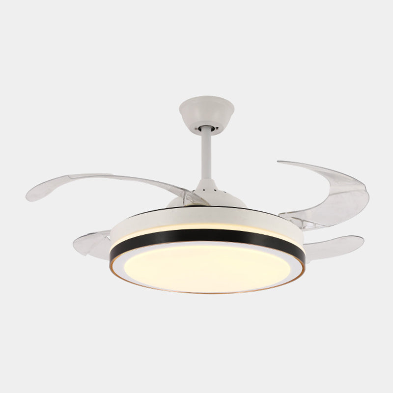 Modern Drum Ceiling Fan Light Interior LED Metal and Acrylic Fan Lighting Fixture