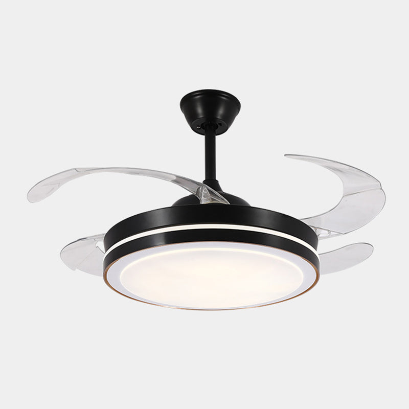 Modern Drum Ceiling Fan Light Interior LED Metal and Acrylic Fan Lighting Fixture