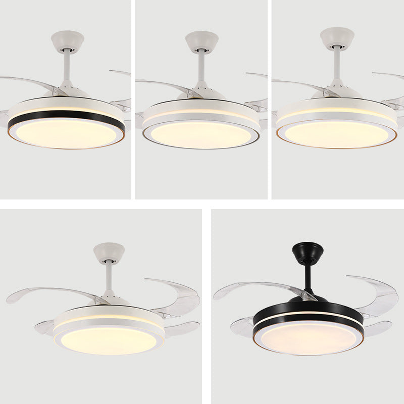 Modern Drum Ceiling Fan Light Interior LED Metal and Acrylic Fan Lighting Fixture