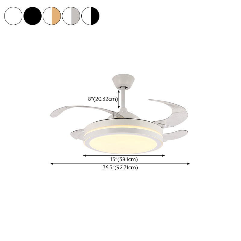 Modern Drum Ceiling Fan Light Interior LED Metal and Acrylic Fan Lighting Fixture