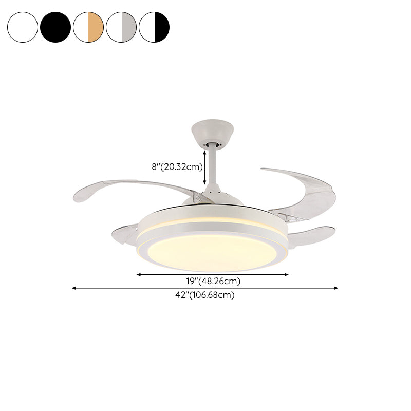 Modern Drum Ceiling Fan Light Interior LED Metal and Acrylic Fan Lighting Fixture