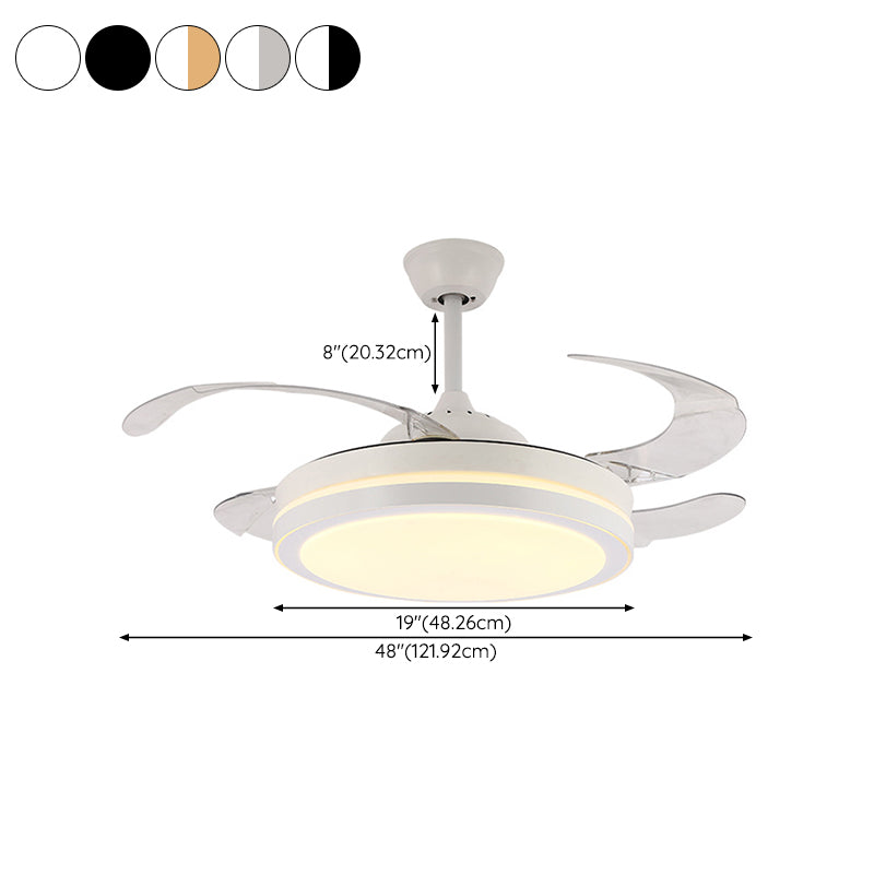 Modern Drum Ceiling Fan Light Interior LED Metal and Acrylic Fan Lighting Fixture