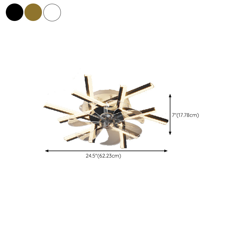 Linear Shape Metal Ceiling Fans Modern Style Multi-Lights Ceiling Mount Fan Fixtures