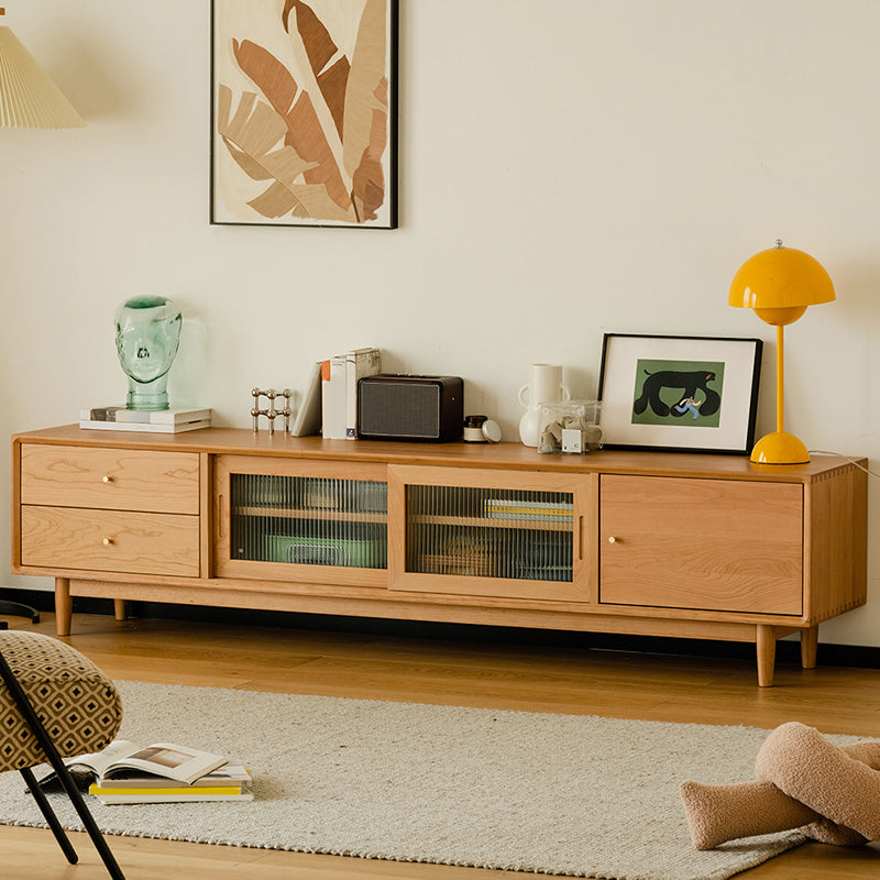 Scandinavian Media Console Wooden TV Media Console with Drawers